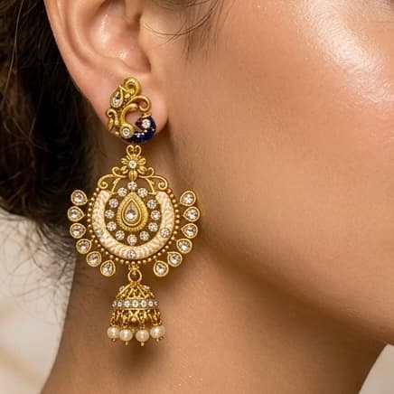 Kashmiri Peacock Jhumka Earrings